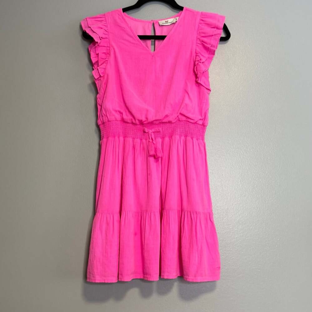 Vineyard Vines Pink Cotton Flutter Sleeve Dress Girls Large